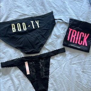 Victoria's Secret Black BOO-TY Panty Set